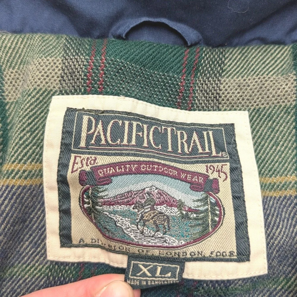 Vintage Pacific Trail Parka Jacket Mens XL Tan Flannel Lined Hooded Coat